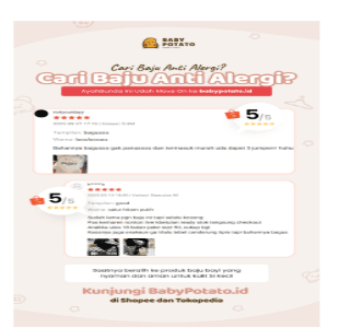 Contoh konten testimoni pelanggan Baby Potato