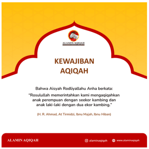 Konten Kewajiban Aqiqah dengan sumber HR. Ahmad, At Tirmidzi, Ibnu Majah, Ibnu Hiban