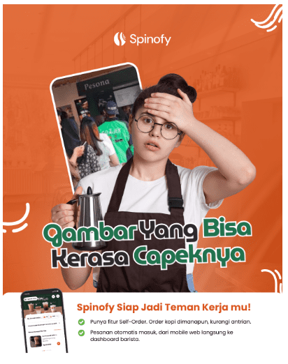 Konten yang memperkuat positioning Spinofy sebagai teman perjalanan coffee shop
