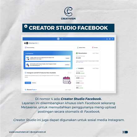 Creator Studio Facebook, Aplikasi Meningkatkan Produktivitas Kinerja Admin