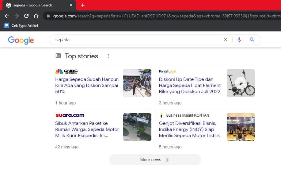 Contoh Short Tail Keyword