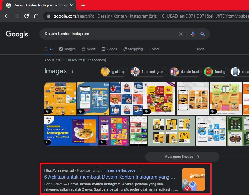 Keyword desain konten instagram