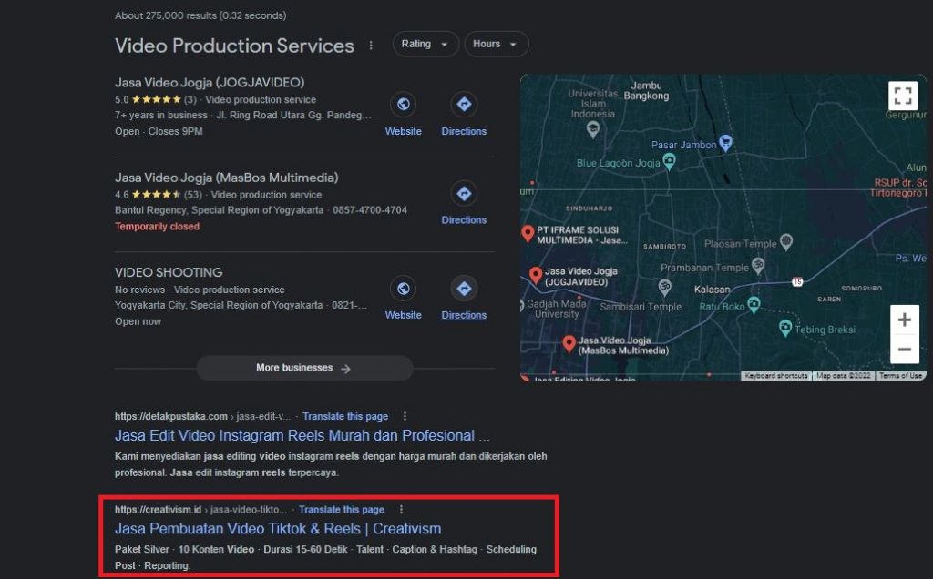 Kinerja Keyword Creativism Jasa Video Reels