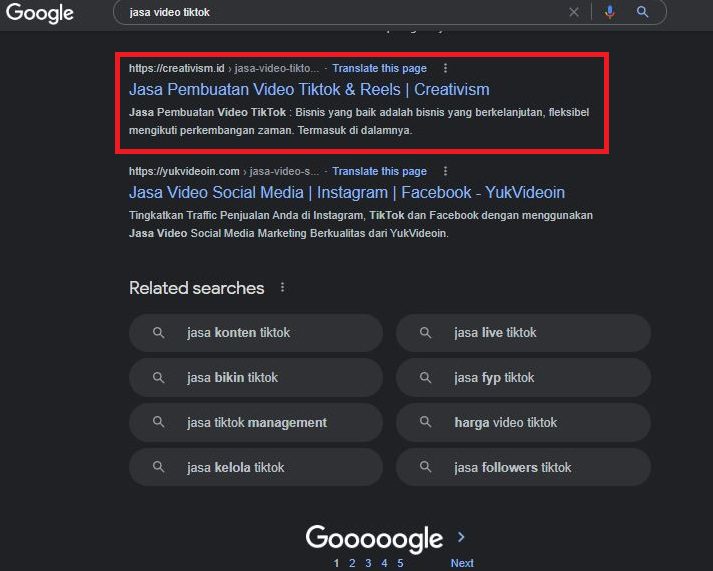 Kinerja Keyword Creativism Jasa Video TikTok