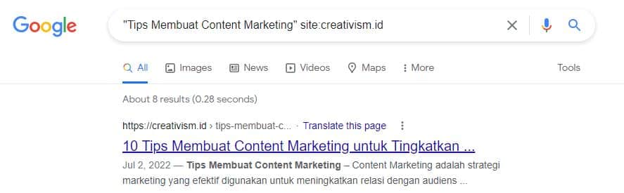 Cara Cek Artikel Terindeks Google atau Belum dengan Judul Artikel
