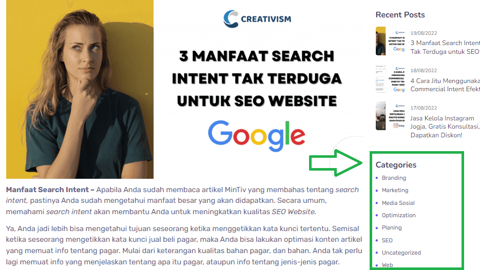 Pemberian Kategori Konten Adalah Salah Satu Cara Mempercepat Indexing Google