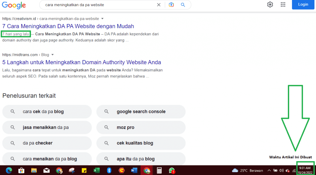 Contoh Keyword Creativism yang Masuk Halaman 1 Google
