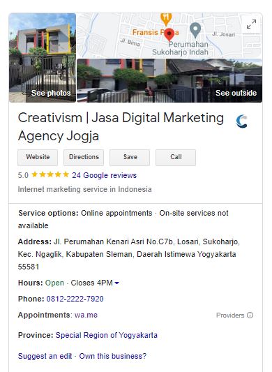 Penggunaan Google My Business