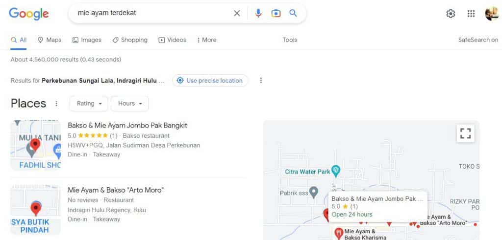 Local SEO Mie Ayam Terdekat