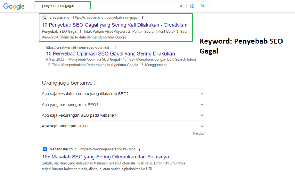 Keyword Penyebab SEO Gagal
