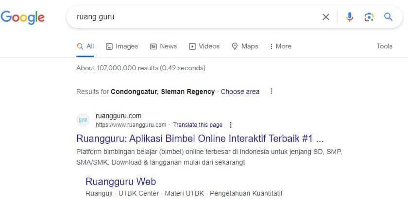 Contoh Domain dengan Target Keyword