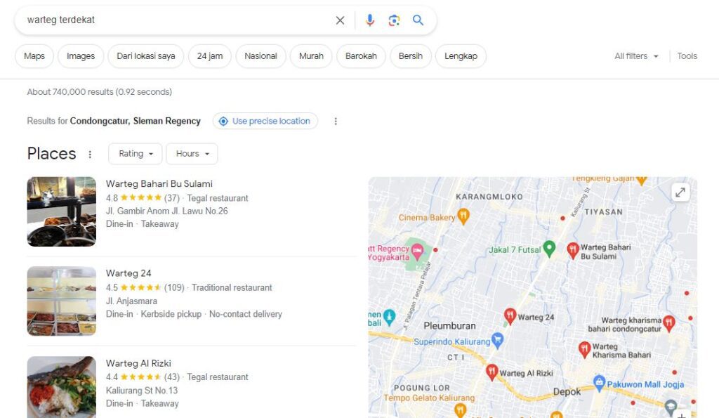 Contoh Hasil Local SEO