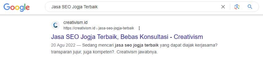 Hasil Proses Optimasi Local SEO Creativism