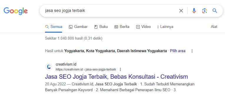 Hasil Metode Tim Creativism 