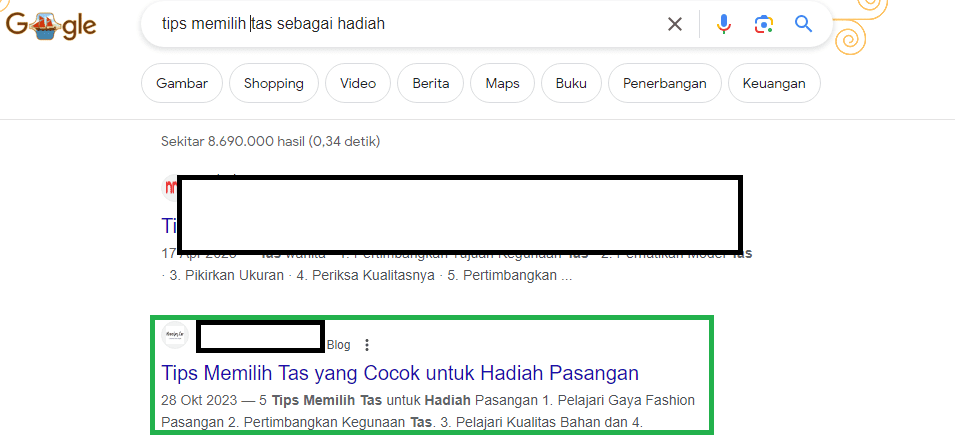 Hasil Optimasi Website Klien