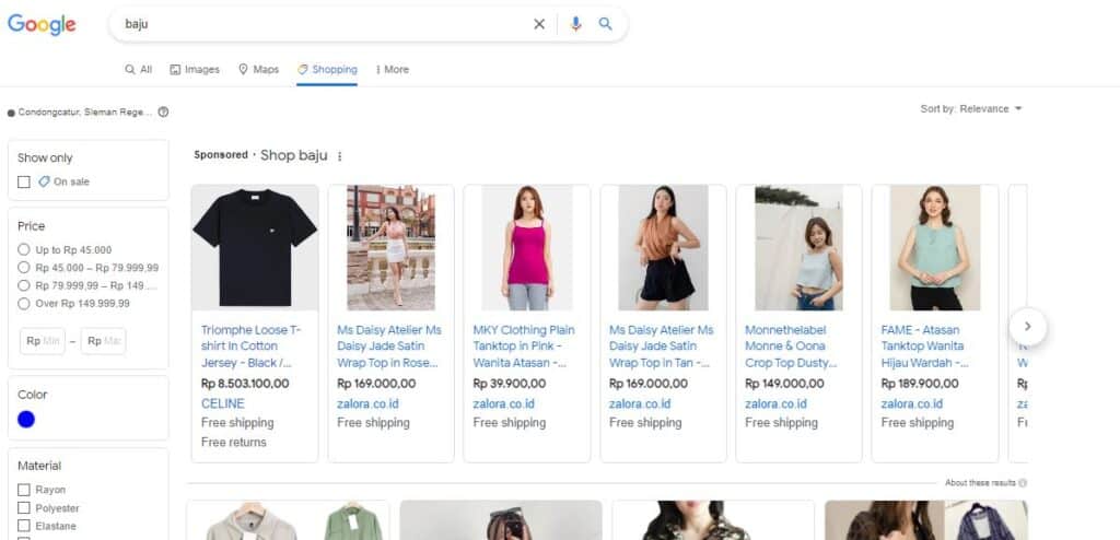 SERP Terbaru Google untuk Shopping