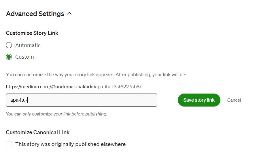 Cara Mengubah Link Konten Medium