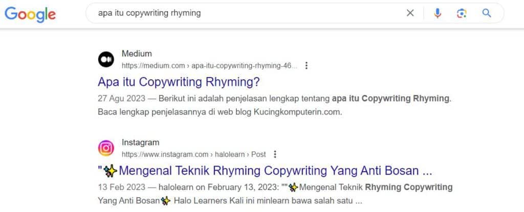 Hasil Optimasi SEO Medium