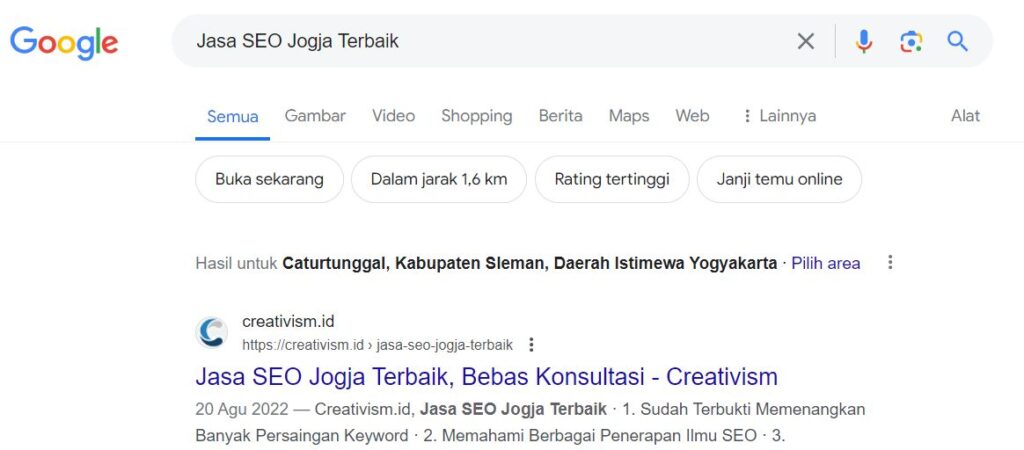 Portofolio Keyword Jasa SEO Jogja Terbaik