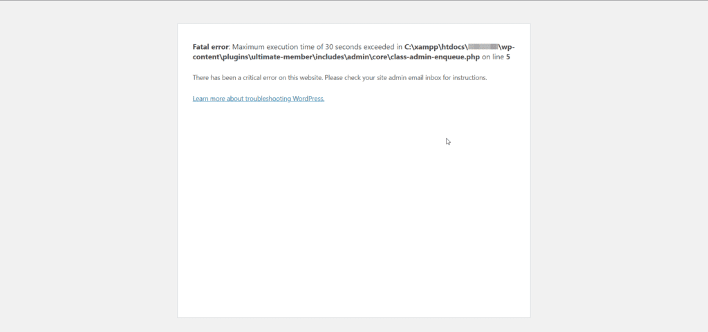 Fatal Error: Maximum Execution Time Exceeded
