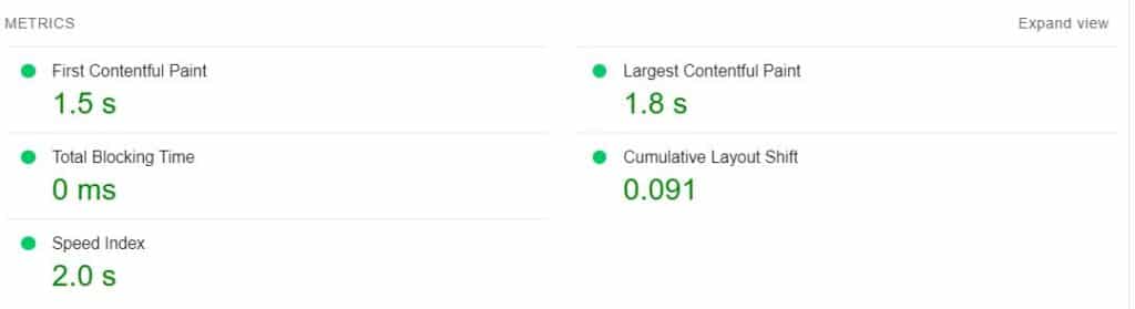 Metrik Metrik di Google Pagespeed Insights