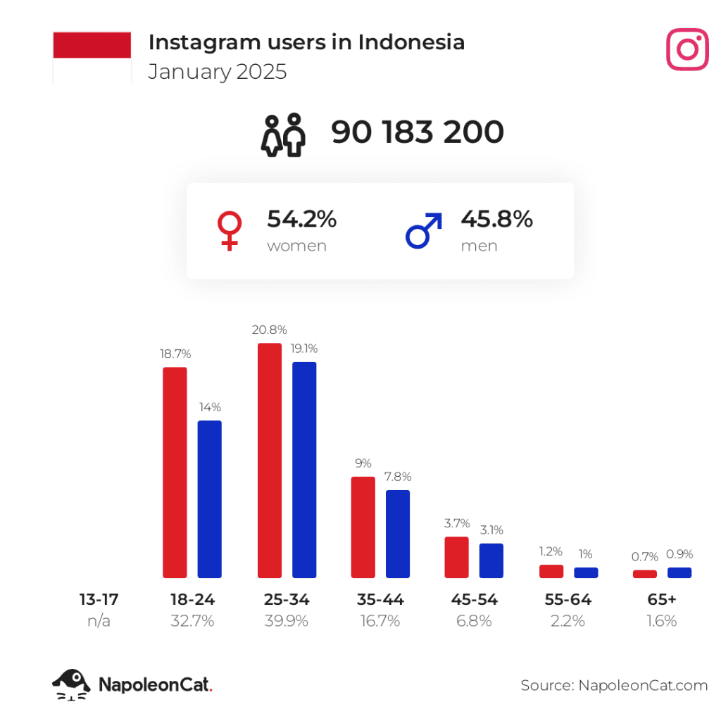 Napoleoncat Social Media Statistics Instagram Users in Indonesia 2025