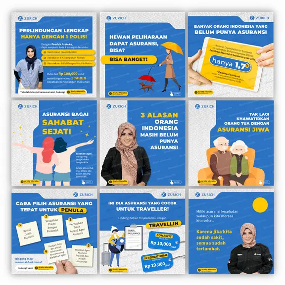 Tampilan feed salah satu klien Creativism sebagai jasa kelola Instagram Agen Asuransi